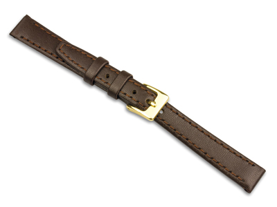 Bracelet montre en cuir de veau avec couture Marron, 20 mm - Image Standard - 1