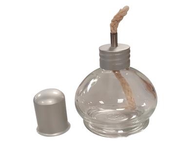 Lampe à alcool 100 ml en verre, avec mèche et bouchon en aluminium - Image Standard - 1