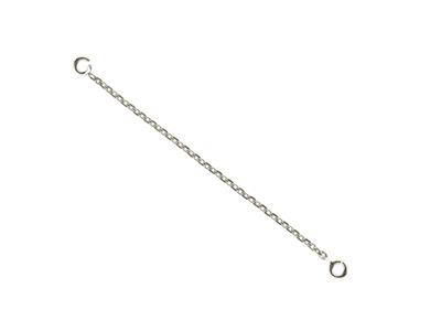 Chaînette de sureté pour bracelet 6 cm, maille Forçat ronde 1,17 mm, Or gris 18k Rhodié