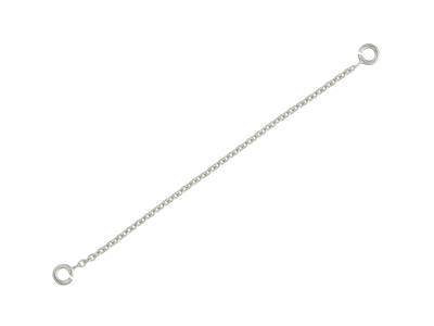 Chaînette de sureté pour bracelet 6 cm, maille Forçat ronde 1,17 mm, Or gris 18kRhodié