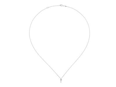 Collier maille Forçat, avec support tige pour perle et chaton pour pierre de 0,03 ct, 45 cm, Or gris 18k - Image Standard - 1