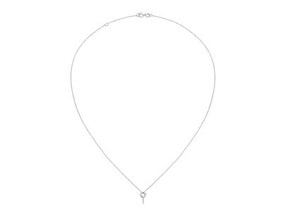 Collier maille Forçat, avec support tige pour perle et chaton pour pierre de 0,10 ct, 42+3 cm, Or gris 18k - Image Standard - 1
