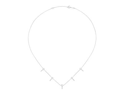 Collier maille Forçat, avec 5 supports tiges pour perles et 5 chatons pour pierres de 0,01 ct, 42+3 cm, Or gris 18k - Image Standard - 1