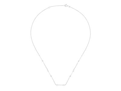 Collier maille Forçat, pour 5 perles et 10 pierres de 0,01 ct, 42+3 cm, Or gris 18k - Image Standard - 1