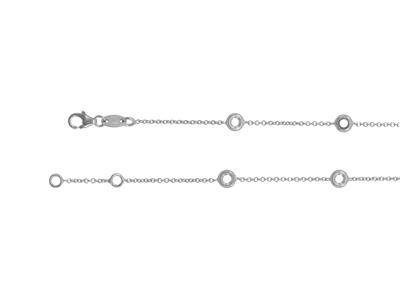 Bracelet à sertir maille Forçat ronde, pour 5 pierres de 2,40 mm, 17,5+1 cm, Or gris 18k rhodié - Image Standard - 2