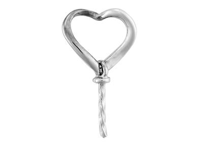 Bélière Coeur pour perle de 8 à 10 mm, Argent 925 rhodié. Réf. BE128 - Image Standard - 1