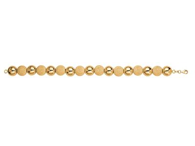 Bracelet Boules 12 mm légères alternées 1/1 lisses et laser, 20 cm, Or jaune 18k - Image Standard - 1