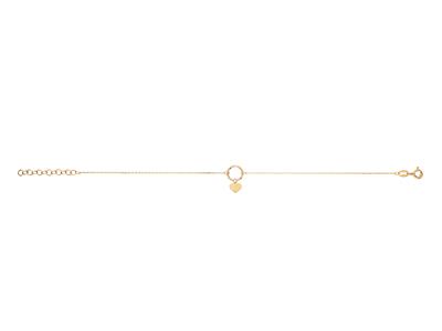 Bracelet Cercle et Coeur pampilles, 17+3 cm, Or jaune 18k - Image Standard - 1