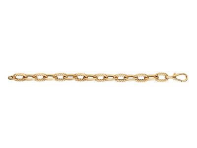 Bracelet maille Ovale creuse alternée Lisse godonnée, 20,50 cm, Or jaune 18k - Image Standard - 1