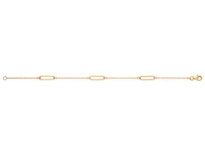 Bracelet 3 mailles rectangles creuses sur chaîne, 16+3 cm, Or jaune 18k - Image Standard - 1