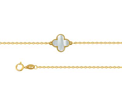 Chaîne de cheville motif coeur nacre sur chaîne, 25+3 cm, Or jaune 18k - Image Standard - 2