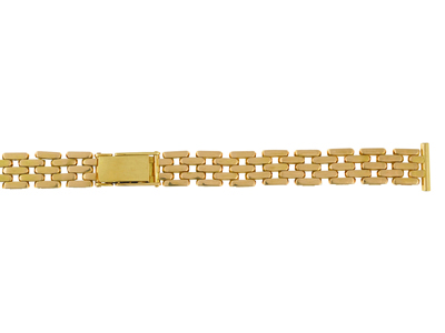 Bracelet montre Grain de Riz plat espacé 14 mm, Or jaune 18k. Réf. 9044