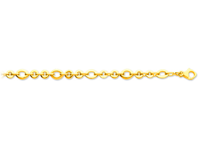 Bracelet maille Lentilles ovales alternées rondes 7,7 mm, 19,5 cm, Or jaune 18k - Image Standard - 1