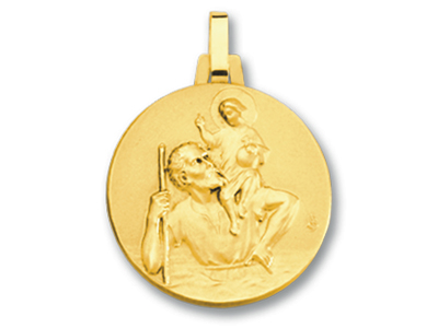 Médaille St Christophe 18 mm, Or jaune 18k - Image Standard - 1