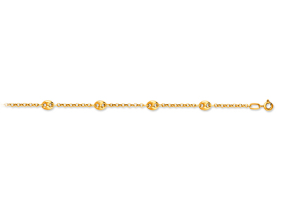 Bracelet chaîne Alternée Grains de café 4,7 mm, 18 cm, Or jaune 18k - Image Standard - 1