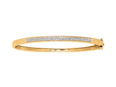 Bracelet Jonc serti 2 rangs de diamants 0,30 ct, 60 mm, Or jaune 18k - Image Standard - 1