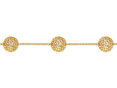 Bracelet 3 motifs Cercle ajouré bombé, 19 cm, Or jaune 18k
