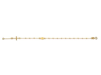 Bracelet Chapelet droit, Croix et Vierge miraculeuse boules 1,8 mm, 17-19 cm, Or jaune 18k - Image Standard - 1