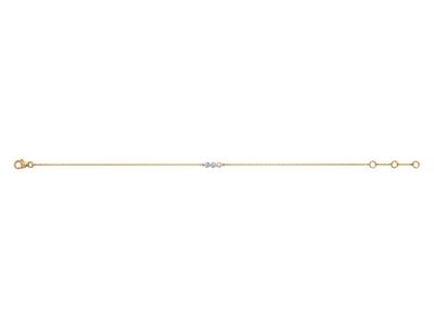 Bracelet 3 pastilles serti illusion, diamants 0,03ct, 16-17-18 cm, Or jaune 18k - Image Standard - 1
