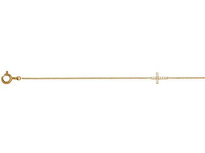 Bracelet Croix sur chaîne, diamants 0,04ct, 15-17-18 cm, Or jaune 18k - Image Standard - 1