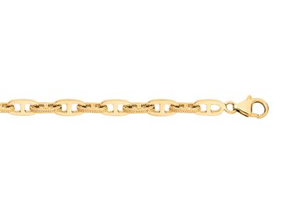 Bracelet maille Marine lisse et godronnée 5,50 mm massive, 19 cm, Or jaune 18k - Image Standard - 1