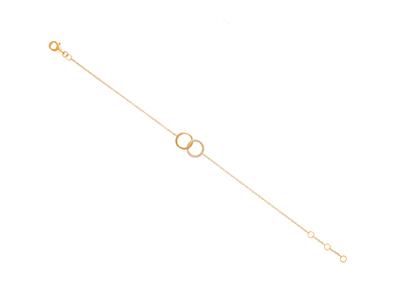 Bracelet chaîne double cercle, diamants 0,07ct, 16-17-18 cm, Or jaune 18k - Image Standard - 1