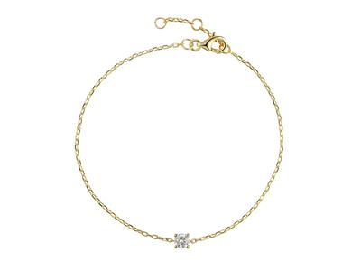 Bracelet solitaire maille Forçat, diamant 0,10ct, 16-17-18 cm, Or jaune 18k - Image Standard - 2