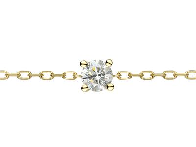 Bracelet solitaire maille Forçat, diamant 0,15ct, 16-17-18 cm, Or jaune 18k