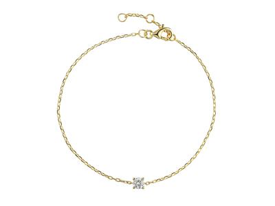 Bracelet solitaire maille Forçat, diamant 0,15ct, 16-17-18 cm, Or jaune 18k - Image Standard - 2