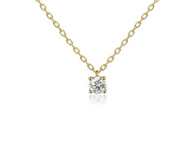 Collier solitaire maille Forçat, diamant 0,15ct, 40-42-45 cm, Or jaune 18k - Image Standard - 2