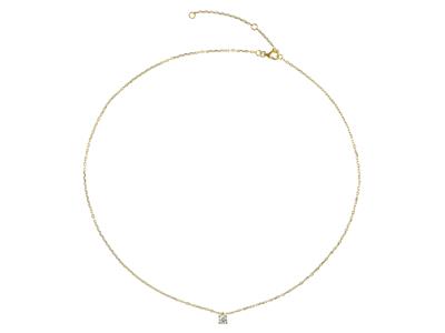 Collier solitaire maille Forçat, diamant 0,15ct, 40-42-45 cm, Or jaune 18k - Image Standard - 3