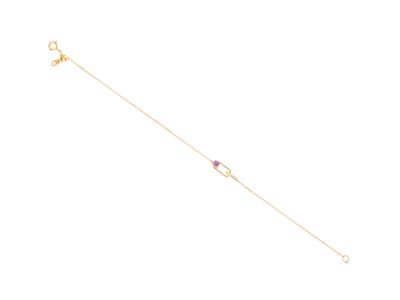 Bracelet chaîne motif Rectangle, diamants 0,02ct et saphir rose 0,16ct, 18 cm, Or jaune 18k - Image Standard - 1