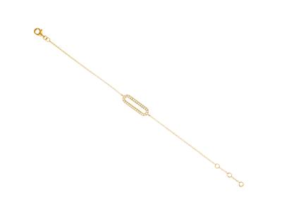 Bracelet motif Rectangle 16 x 5 mm, diamants 0,15ct, 16-17-18 cm, Or jaune 18k - Image Standard - 1