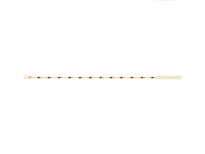 Bracelet boules émail noir sur chaîne, 173 cm, Or jaune 18k