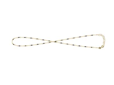 Chaîne de main, boules émail noir sur chaîne, 173 cm, Or jaune 18k