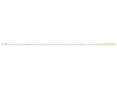 Bracelet boules email blanc sur chaîne, 173 cm, Or jaune 18k