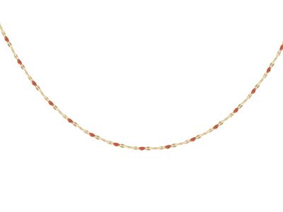 Collier boules émail rouge sur chaîne, 423 cm, Or jaune 18k