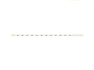 Bracelet boules email rouge sur chaîne, 173 cm, Or jaune 18k