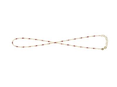 Chaîne de main, boules émail rouge sur chaîne, 173 cm, Or jaune 18k