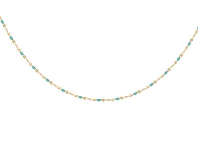 Collier boules émail turquoise sur chaîne, 423 cm, Or jaune 18k