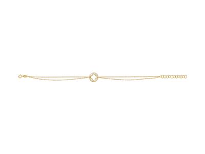 Bracelet motif Trèfle ajouré sur cercle nacre, 173 cm, Or jaune 18k