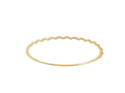 Bracelet Jonc vagues, diamants 0,42ct, 50 x 60 mm, Or jaune 18k