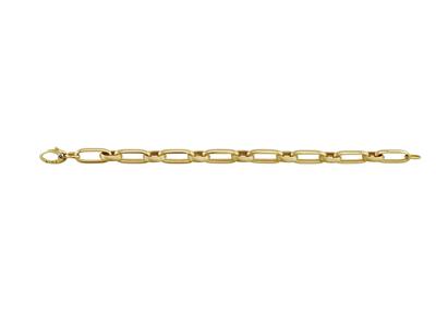 Bracelet maille alternée 11, rectangle lisse et ovale satiné, tube creux, 21 cm, Or jaune 18k