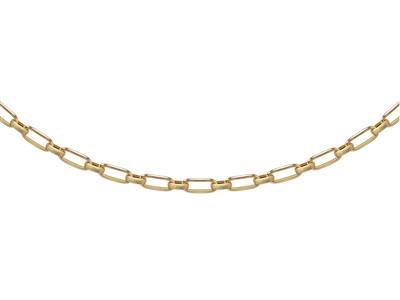 Collier maille alternée 11, rectangle lisse et ovale satiné, tube creux, 48 cm, Or jaune 18k