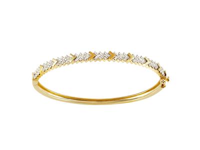 Bracelet Jonc chevrons, diamants 0,38ct, 60 x 50 mm, Or jaune 18k