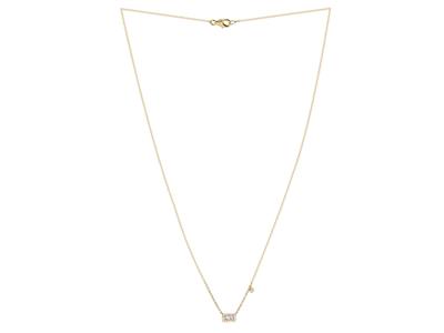 Collier motif rectangle 4 x 7 mm, diamants ronds et baguettes 0,16ct, 40-42,5-45 cm, Or jaune 18k - Image Standard - 2