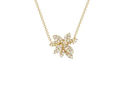 Collier Bouquet hauteur 15 mm, diamants 0,38ct, 40,50-42 cm, Or jaune 18k