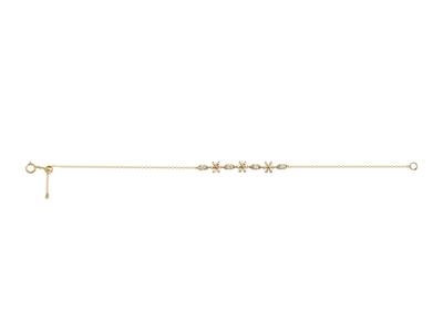 Bracelet motifs fleurs alternées, diamants 0,14ct, 18cm, Or jaune 18k - Image Standard - 2