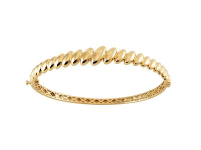 Bracelet Jonc ouvrant, torsade en chute 3,75 mm à 11 mm, diamètre intérieur 55 x 65 cm, Or jaune 18k