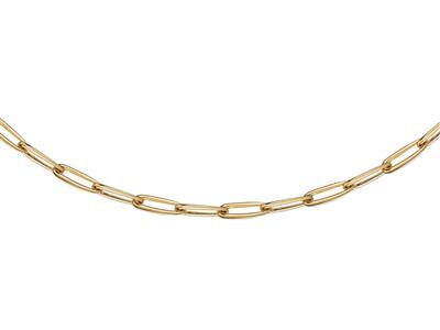 Collier mailles allongées 11 mm, tube creux, 4,50 cm, Or jaune 18k